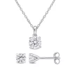 Best deal 🔔 Lab Created 2 CT DEW Created Moissanite 2-piece Stud Earrings and Pendant with Chain Set in Sterling Silver by Belk & Co. 🔥