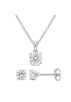 Best deal 🔔 Lab Created 2 CT DEW Created Moissanite 2-piece Stud Earrings and Pendant with Chain Set in Sterling Silver by Belk & Co. 🔥 -DealsBelk & Co. Store Belk 29391
