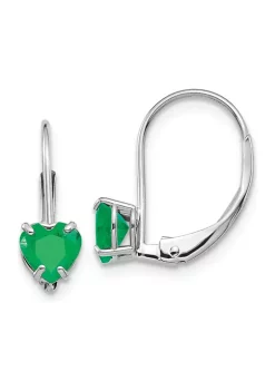 Buy 😍 7/8 ct. t.w. Emerald 5mm Heart Leverback Earrings in 14K White Gold by Belk & Co. ❤️ -DealsBelk & Co. Store Belk 29407