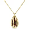 Promo 🛒 3.6 ct. t.g.w. Garnet Cage Pendant with Chain in Yellow Plated Sterling Silver by Belk & Co. 🔔