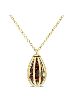 Promo 🛒 3.6 ct. t.g.w. Garnet Cage Pendant with Chain in Yellow Plated Sterling Silver by Belk & Co. 🔔