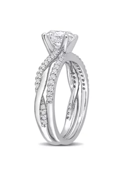 Wholesale 😍 Lab Created Created Moissanite Crossover Engagement Ring in Sterling Silver by Belk & Co. 👍 -DealsBelk & Co. Store Belk 2942