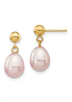 Flash Sale 😍 14K Yellow Gold 7-8mm Purple Rice Freshwater Cultured Pearl Dangle Post Earrings by Belk & Co. 🔥