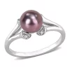 Best reviews of 😍 7-7.5 Millimeter Black Freshwater Cultured Pearl and White Topaz Split Shank Ring in Sterling Silver by Belk & Co. ⌛