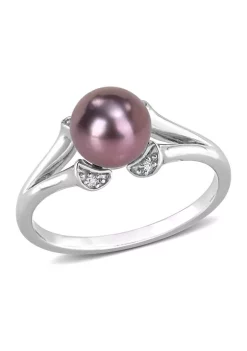 Best reviews of 😍 7-7.5 Millimeter Black Freshwater Cultured Pearl and White Topaz Split Shank Ring in Sterling Silver by Belk & Co. ⌛ -DealsBelk & Co. Store Belk 29433