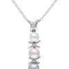 Wholesale ❤️ Cultured Freshwater Pearl and Diamond Drop Pendant with Chain in Sterling Silver by Belk & Co. ✨