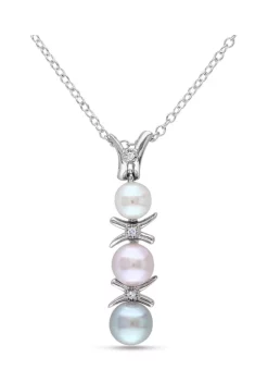 Wholesale ❤️ Cultured Freshwater Pearl and Diamond Drop Pendant with Chain in Sterling Silver by Belk & Co. ✨ -DealsBelk & Co. Store Belk 29440
