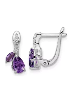 Outlet 🎁 1.67 ct. t.w. Amethyst and White Topaz Hinged Earrings in Rhodium-Plated Sterling Silver by Belk & Co. 🧨 -DealsBelk & Co. Store Belk 29442
