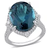 Hot Sale ✔️ Oval London Blue Topaz White Sapphire and 3/8 CT TW Diamond Ring in 14k White Gold by Belk & Co. ❤️