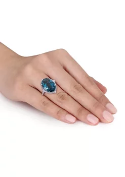 Hot Sale ✔️ Oval London Blue Topaz White Sapphire and 3/8 CT TW Diamond Ring in 14k White Gold by Belk & Co. ❤️ -DealsBelk & Co. Store Belk 29458