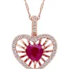 Cheapest 😀 1 ct. t.w. Ruby and 1/4 ct. t.w. Diamond Heart Pendant with Chain in 14k Rose Gold by Belk & Co. 💯
