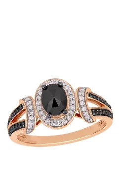 Hot Sale 🎁 1 ct. t.w. Black and White Diamond Split Shank Ring in 10K Rose Gold by Belk & Co. 🎉