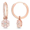 Promo 🔥 1 ct. t.g.w. White Topaz, Morganite and 1/8 ct. t.w. Diamond Floral Hoop Earrings in 10K Rose Gold by Belk & Co. 🔥