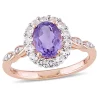 Deals 🎁 Oval Shape Amethyst, White Topaz and Diamond Accent Vintage Ring in 14k Rose Gold by Belk & Co. 😀