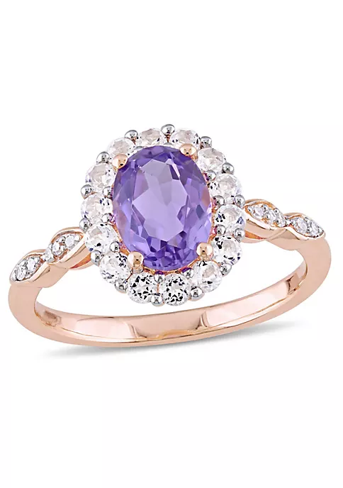 Deals ๐ Oval Shape Amethyst, White Topaz and Diamond Accent Vintage Ring in 14k Rose Gold by Belk & Co. ๐ 6 Deals ๐ Oval Shape Amethyst, White Topaz and Diamond Accent Vintage Ring in 14k Rose Gold by Belk & Co. ๐ - Image 6