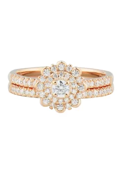 Coupon ❤️ 1/2 ct. t.w Diamond Bridal Ring Set in 14K Rose Gold by Belk & Co. 💯