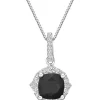 Coupon 🛒 3/4 ct. t.w. Black Onyx and 1/5 ct. t.w. White Topaz Pendant Necklace in Sterling Silver by Belk & Co. ✨