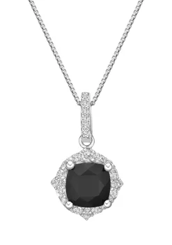 Coupon 🛒 3/4 ct. t.w. Black Onyx and 1/5 ct. t.w. White Topaz Pendant Necklace in Sterling Silver by Belk & Co. ✨ -DealsBelk & Co. Store Belk 29505