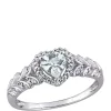 Cheapest 🤩 Aquamarine and Diamond-Accent Heart Halo Ring by Belk & Co. ✨