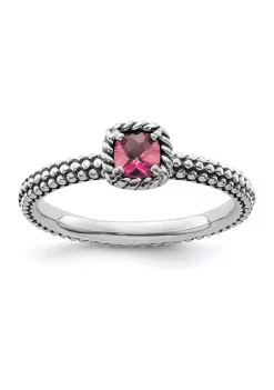 Wholesale 🔥 1/4 ct. t.w. Checker-cut Pink Tourmaline Stackable Expressions Ring in Sterling Silver by Belk & Co. 🔥