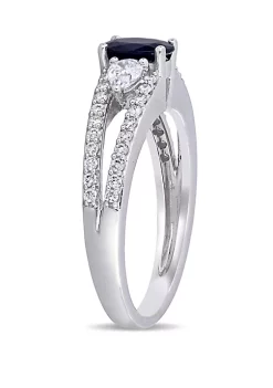 Promo 😍 5/8 ct. t.w. Sapphire and 1/2 ct. t.w. Diamond 3-Stone Engagement Ring in 14k White Gold by Belk & Co. 🧨 -DealsBelk & Co. Store Belk 29564
