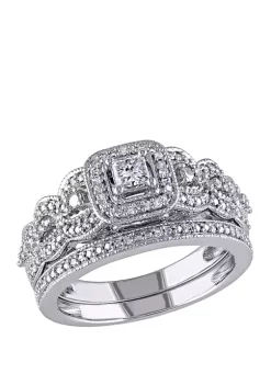Best Pirce 😍 2 Piece 1/2 ct. t.w. Diamond Princess Cut Braided Bridal Set in 14k White Gold by Belk & Co. 🧨