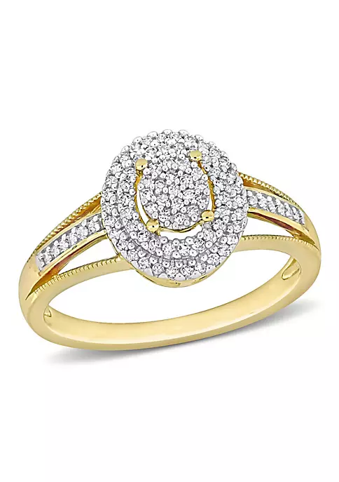 Cheapest ❤️ 1/4 ct. t.w. Diamond Double Halo Oval Cluster Split Shank Ring in 10K Yellow Gold by Belk & Co. ❤️ 5 Cheapest ❤️ 1/4 ct. t.w. Diamond Double Halo Oval Cluster Split Shank Ring in 10K Yellow Gold by Belk & Co. ❤️ - Image 5