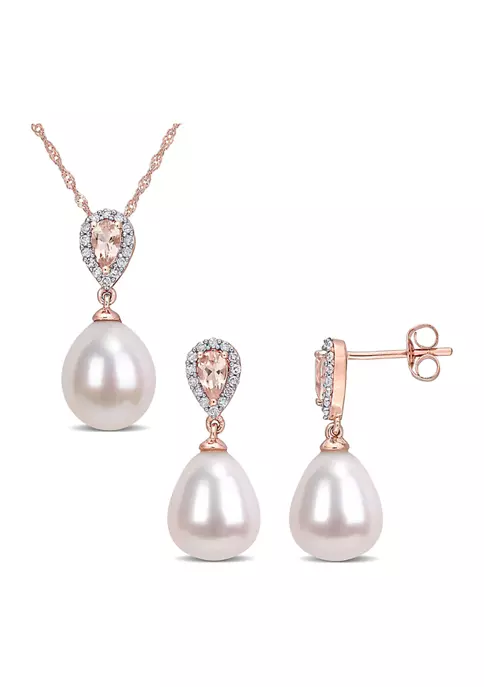 Cheap ๐ 1/5 CT TW Diamond and 3/4 CT TGW Morganite with 9-9.5mm White Freshwater Cultured Pearl Drop Earrings and Pendant Set in 10k Rose Gold by Belk & Co. โ 1 Cheap ๐ 1/5 CT TW Diamond and 3/4 CT TGW Morganite with 9-9.5mm White Freshwater Cultured Pearl Drop Earrings and Pendant Set in 10k Rose Gold by Belk & Co. โ