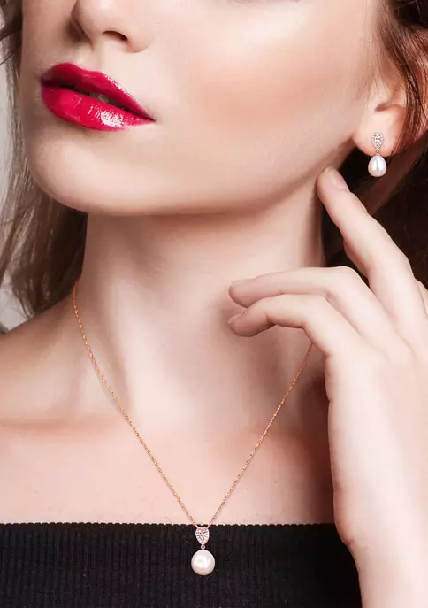 Cheap ๐ 1/5 CT TW Diamond and 3/4 CT TGW Morganite with 9-9.5mm White Freshwater Cultured Pearl Drop Earrings and Pendant Set in 10k Rose Gold by Belk & Co. โ 4 Cheap ๐ 1/5 CT TW Diamond and 3/4 CT TGW Morganite with 9-9.5mm White Freshwater Cultured Pearl Drop Earrings and Pendant Set in 10k Rose Gold by Belk & Co. โ - Image 4