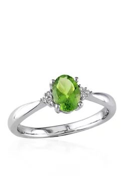 Promo ⌛ Sterling Silver Peridot and Diamond Ring by Belk & Co. 💯