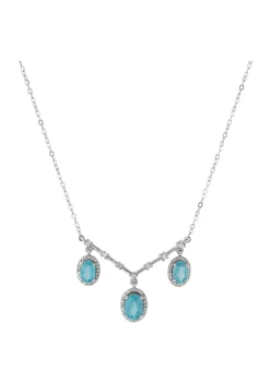 Outlet 🔔 1/10 ct. t.w. Diamond and Apatite Necklace in 10K White Gold by Belk & Co. 💯