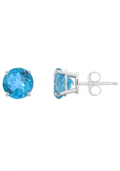 Promo 🎁 Sterling Silver 7mm Round Blue Topaz Stud Earrings by Belk & Co. 😍