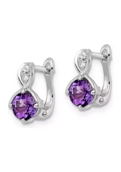 Promo 🎉 1.95 ct. t.w. Amethyst and White Topaz Hinged Earrings in Rhodium-Plated Sterling Silver by Belk & Co. ⌛