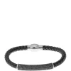 Cheapest 🧨 Stainless Steel Black Leather and BIP 8.5 Inch Bracelet by Belk & Co. 😀