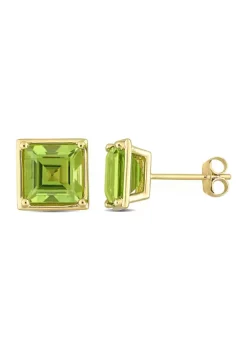 Best Pirce ⌛ 3.5 CT TGW Peridot Square Stud Earrings in 14k Yellow Gold by Belk & Co. 🌟