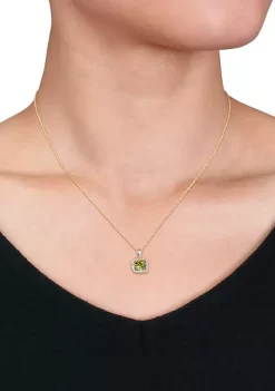 Best deal 🤩 2-Piece Set 2 ct. t.w. Peridot and 1/6 ct. t.w. Diamond Square Halo Necklace and Earrings In 10K Yellow Gold by Belk & Co. 🥰 -DealsBelk & Co. Store Belk 29695