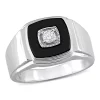New 🤩 Square Black Onyx and 1/6 CT TW Diamond Men's Ring in Sterling Silver by Belk & Co. 🔔