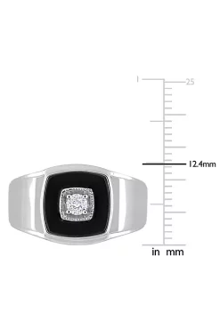 New 🤩 Square Black Onyx and 1/6 CT TW Diamond Men's Ring in Sterling Silver by Belk & Co. 🔔 -DealsBelk & Co. Store Belk 29707
