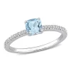 Promo 🌟 Cushion Sky Blue Topaz and 1/10 CT TW Diamond Promise Ring in 10k White Gold by Belk & Co. ✔️