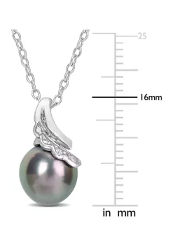 Brand new ✔️ 8-9mm Black Tahitian Cultured Pearl and Diamond Accent Twisted Pendant with Chain in Sterling Silver by Belk & Co. 🔔 -DealsBelk & Co. Store Belk 29751