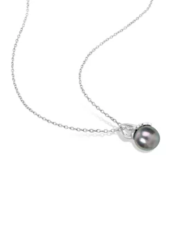 Brand new ✔️ 8-9mm Black Tahitian Cultured Pearl and Diamond Accent Twisted Pendant with Chain in Sterling Silver by Belk & Co. 🔔 -DealsBelk & Co. Store Belk 29752