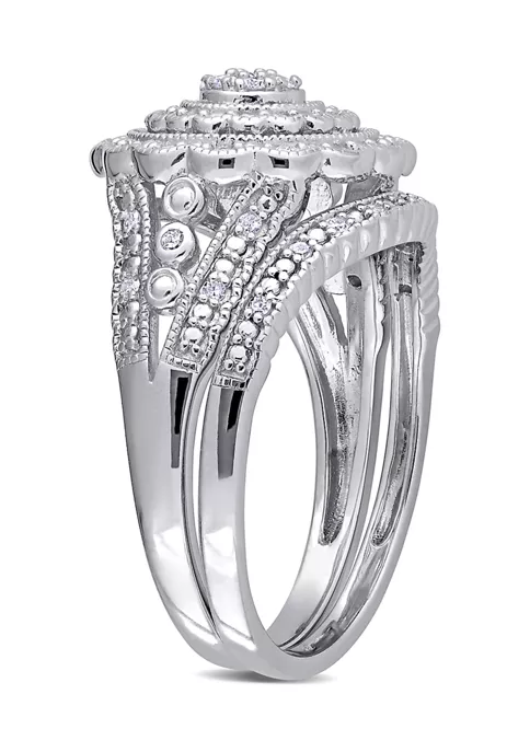 Cheapest ๐ 1/4 ct. t.w. Diamond Double Halo Circular Bridal Set in Sterling Silver by Belk & Co. ๐ 2 Cheapest ๐ 1/4 ct. t.w. Diamond Double Halo Circular Bridal Set in Sterling Silver by Belk & Co. ๐ - Image 2