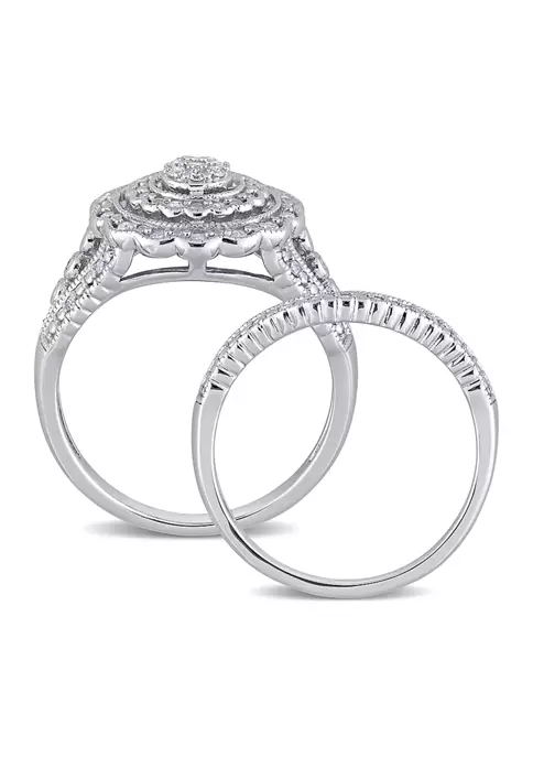 Cheapest ๐ 1/4 ct. t.w. Diamond Double Halo Circular Bridal Set in Sterling Silver by Belk & Co. ๐ 3 Cheapest ๐ 1/4 ct. t.w. Diamond Double Halo Circular Bridal Set in Sterling Silver by Belk & Co. ๐ - Image 3