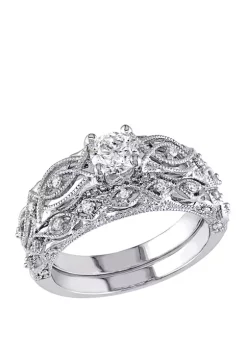 Budget ๐ฏ 3/4 ct. t.w. Diamond Vintage Filigree Bridal Set by Belk & Co. ๐