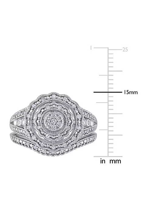 Cheapest ๐ 1/4 ct. t.w. Diamond Double Halo Circular Bridal Set in Sterling Silver by Belk & Co. ๐ 4 Cheapest ๐ 1/4 ct. t.w. Diamond Double Halo Circular Bridal Set in Sterling Silver by Belk & Co. ๐ - Image 4