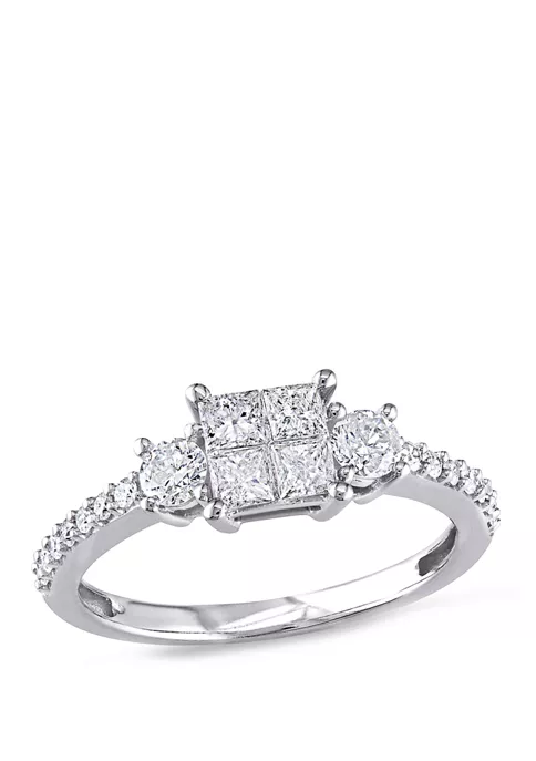 Wholesale 🥰 3/4 ct. t.w. Diamond Princess Cut Quad Engagement Ring in 14k White Gold by Belk & Co. ✔️ 1 Wholesale 🥰 3/4 ct. t.w. Diamond Princess Cut Quad Engagement Ring in 14k White Gold by Belk & Co. ✔️