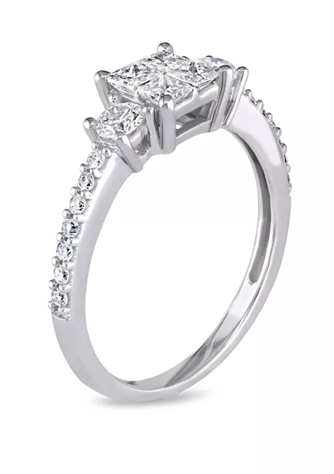 Wholesale 🥰 3/4 ct. t.w. Diamond Princess Cut Quad Engagement Ring in 14k White Gold by Belk & Co. ✔️ 2 Wholesale 🥰 3/4 ct. t.w. Diamond Princess Cut Quad Engagement Ring in 14k White Gold by Belk & Co. ✔️ - Image 2