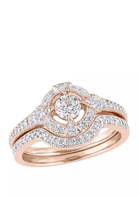 Buy 🔥 2 Piece 3/4 ct. t.w. Diamond Openwork Bridal Set in 10k Rose Gold by Belk & Co. ❤️ 4 Buy 🔥 2 Piece 3/4 ct. t.w. Diamond Openwork Bridal Set in 10k Rose Gold by Belk & Co. ❤️ - Image 4