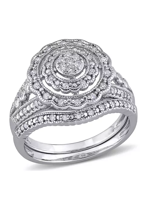 Cheapest ๐ 1/4 ct. t.w. Diamond Double Halo Circular Bridal Set in Sterling Silver by Belk & Co. ๐ 6 Cheapest ๐ 1/4 ct. t.w. Diamond Double Halo Circular Bridal Set in Sterling Silver by Belk & Co. ๐ - Image 6