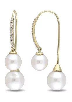 Best deal 💯 Cultured Freshwater Pearl and 1/7 ct. t.w. Diamond Threader Earrings in 14k Yellow Gold by Belk & Co. 🛒 -DealsBelk & Co. Store Belk 29803